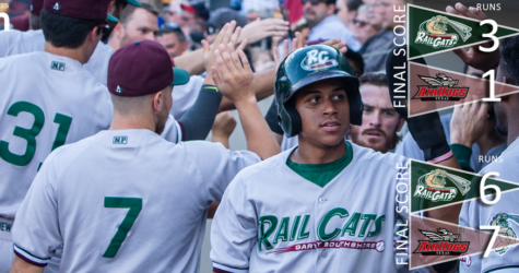 RailCats split Tuesday doubleheader with AirHogs