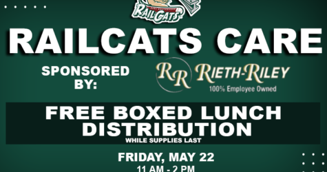 RailCats partner with Rieth-Riley for free boxed lunch distribution on Friday, May 22nd