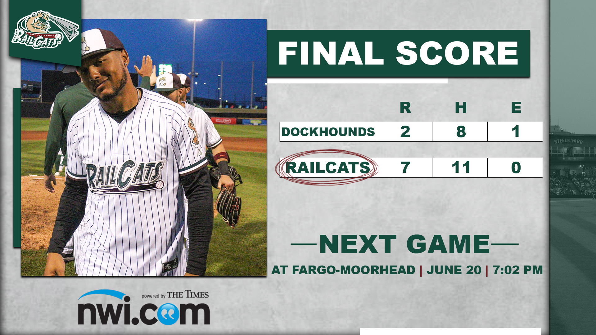 Timely Hitting, Dominant Pitching Help RailCats Down DockHounds