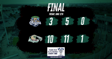 Three Home Runs Powers RailCats to 10-3 Win over Cougars