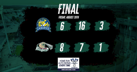 Flores Belts Two Home Runs, Powers RailCats to 8-6 Win